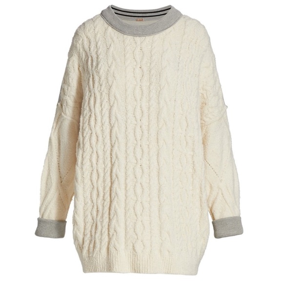 FREE PEOPLE Olympia Tunic Cable Knit Chunky Sweater Sweatshirt XS OVERSIZED S M - Picture 5 of 16